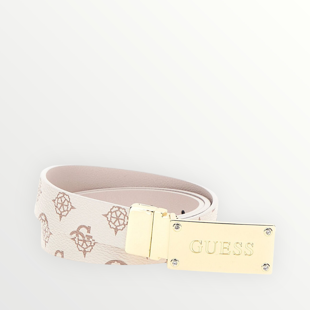 Guess cintura logo all over reversibile Cipria