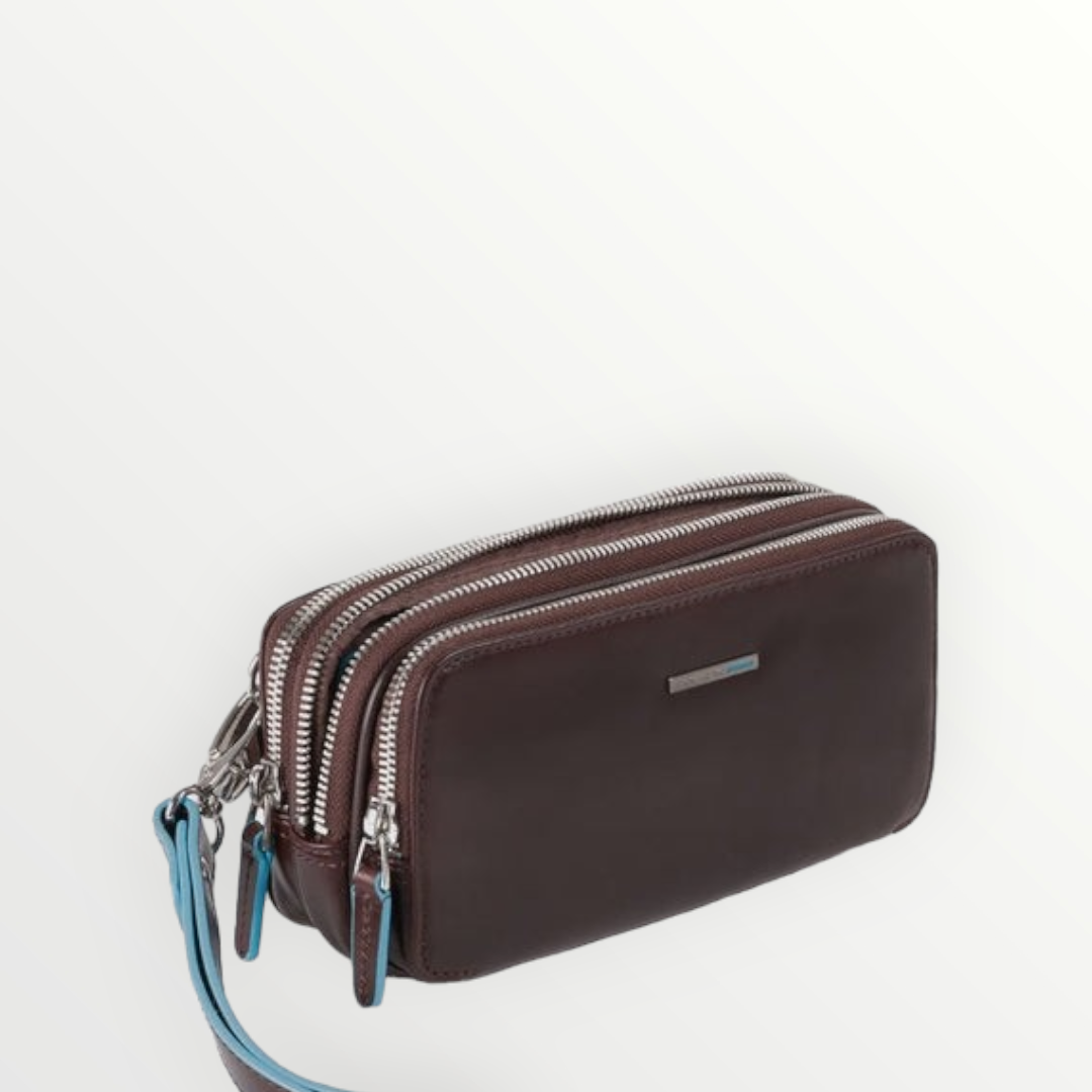 PIQUADRO B2 Pouch 3Zip Marrone Pelle