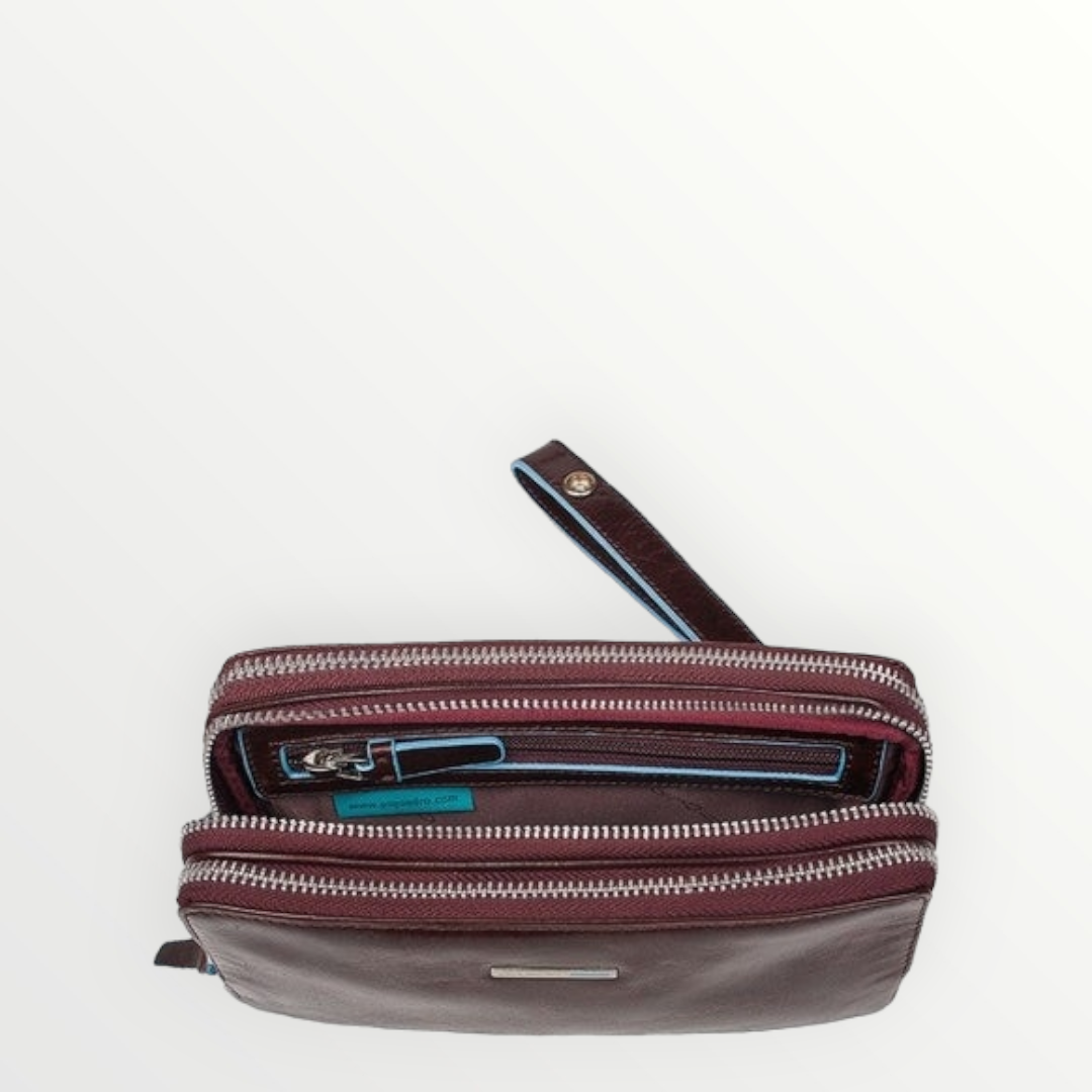 PIQUADRO B2 Pouch 3Zip Marrone Pelle