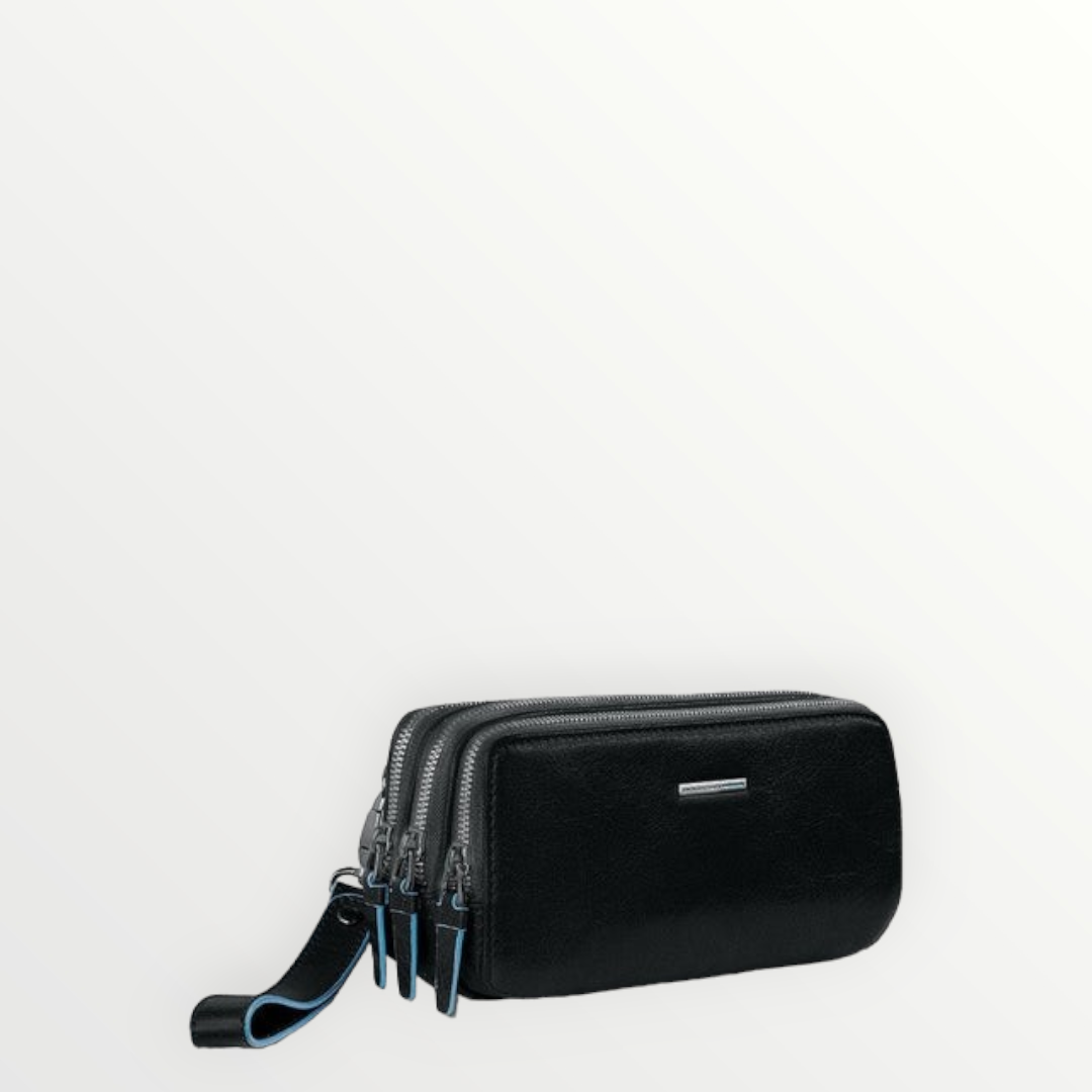 PIQUADRO B2 Pouch 3Zip Nero Pelle