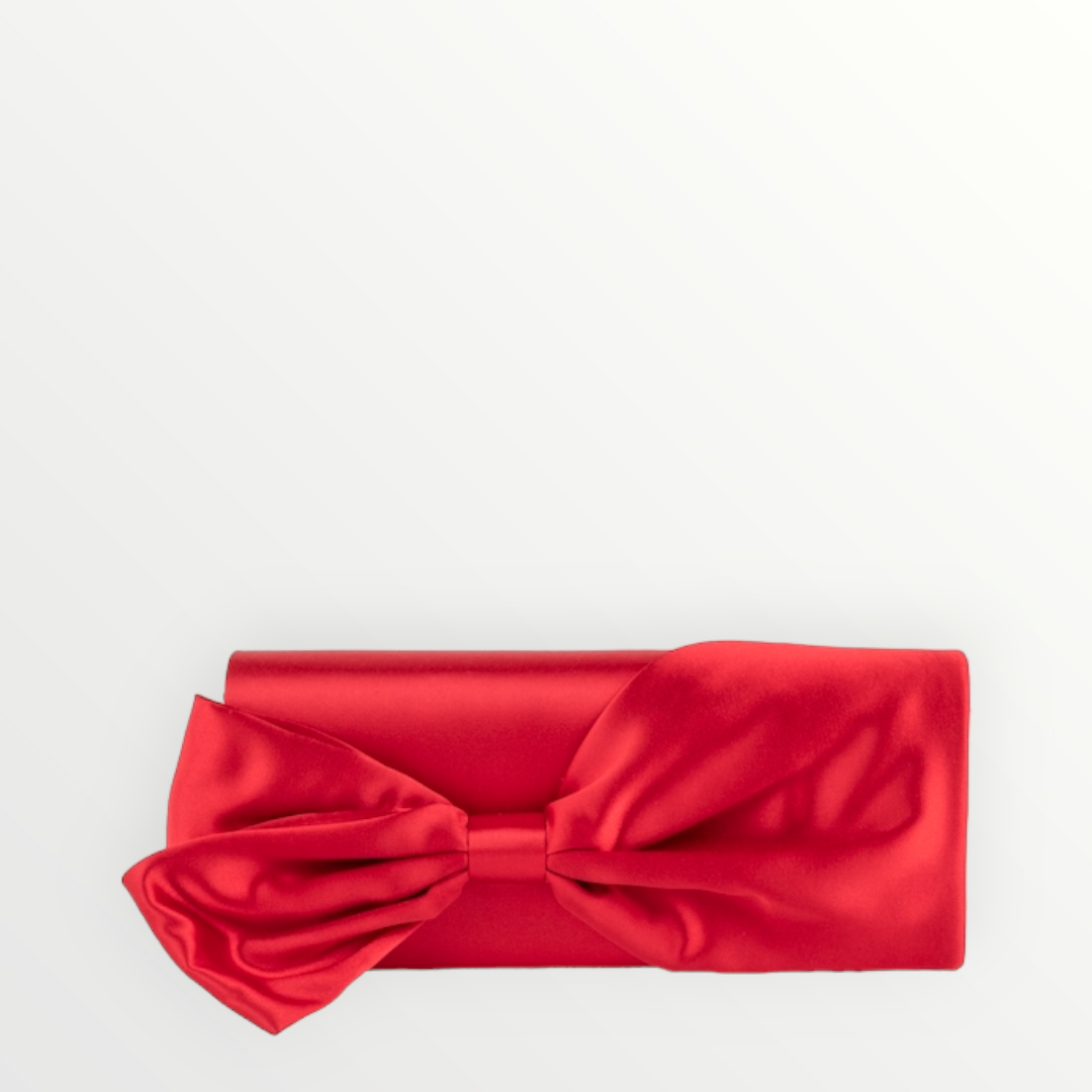 CECERE Clutch Fiocco Satin Rosso