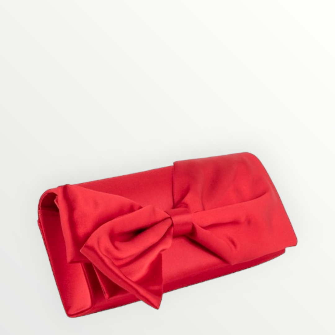 CECERE Clutch Fiocco Satin Rosso