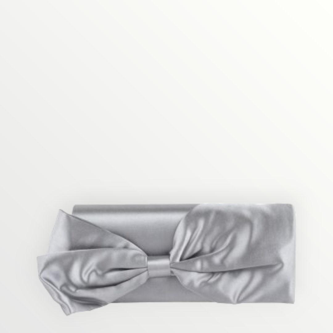 CECERE Clutch Fiocco Satin Silver