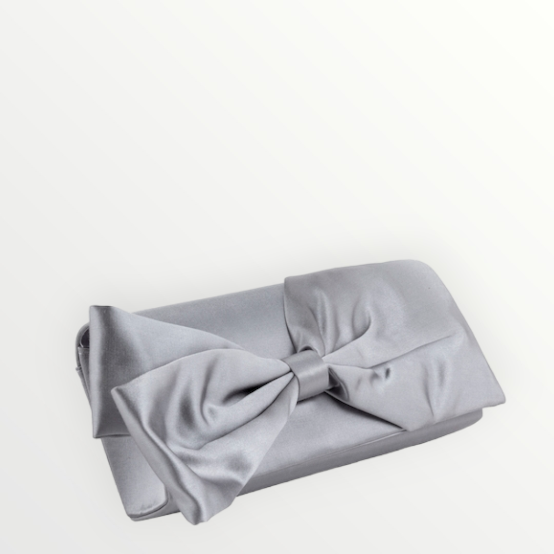 CECERE Clutch Fiocco Satin Silver