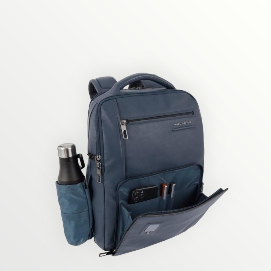 PIQUADRO Zaino Akron in Pelle Blu