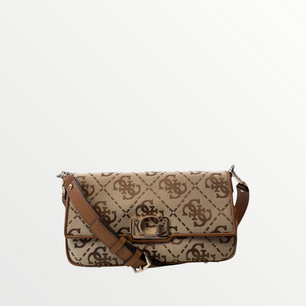 GUESS Borsa a Spalla Donna Circe Latte Logo